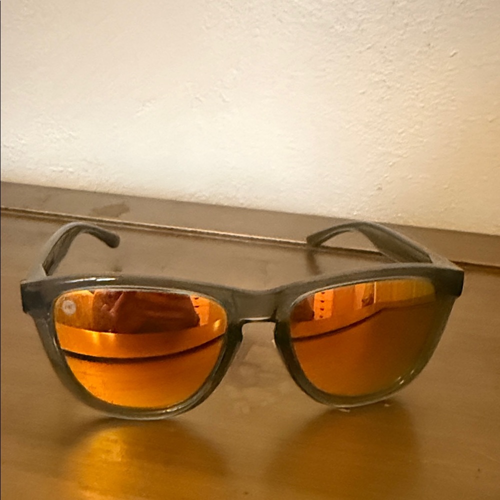 Knockaround Men's Gray Frame Sunglasses with Orange Mirrored Lenses